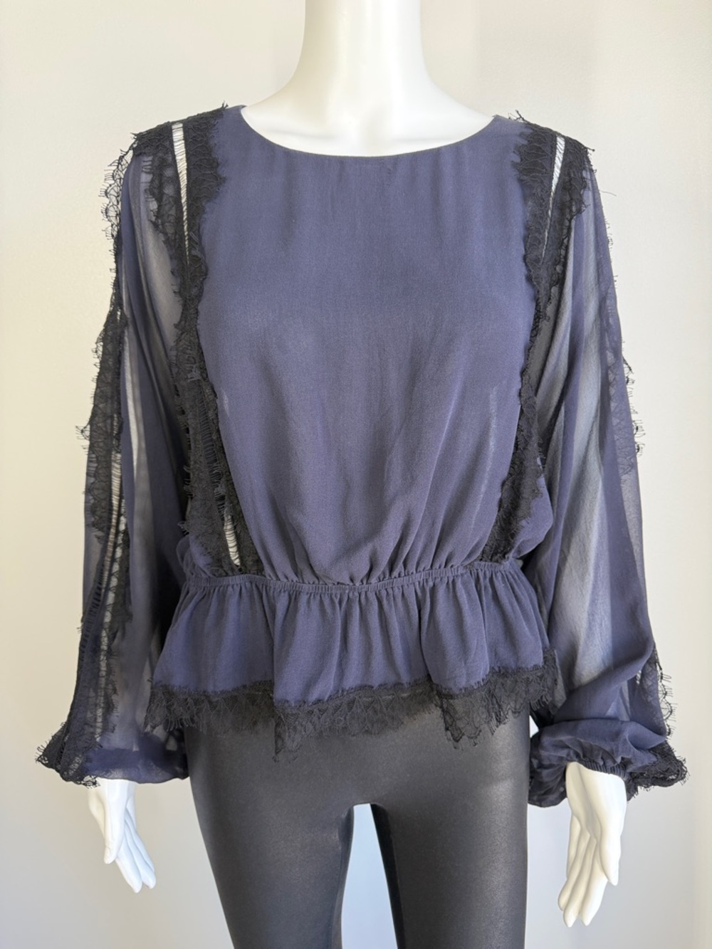LoveShackFancy Silk Lace Trim Blouse – Size M